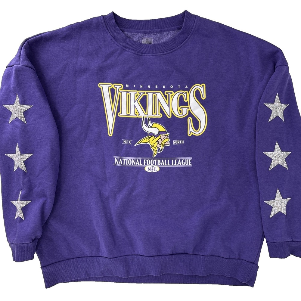 NFL Minnesota Vikings‎ Gameday Couture Crewneck Sweatshirt Size XL Bling Stars